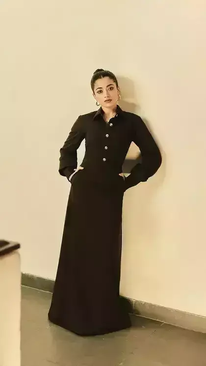 rashmika mandanna exudes power and grace in a sleek all-black ensemble