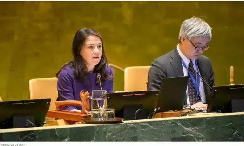 UNGA President Annalena Baerbock and Security Council President Michael Imran Kanu